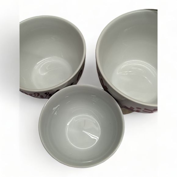 Crate and Barrel Holiday Nesting Bowls Merry Snowflake Red White - Picture 5 of 10